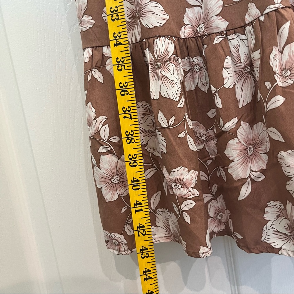 NWT Band Of The Free Brown BOG Floral Pockets Women’s Midi Milkmaid Sun Dress - Picture 4 of 12